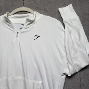 Gymshark Training Pippa 1/4 Zip Pullover White Cropped Top Medium